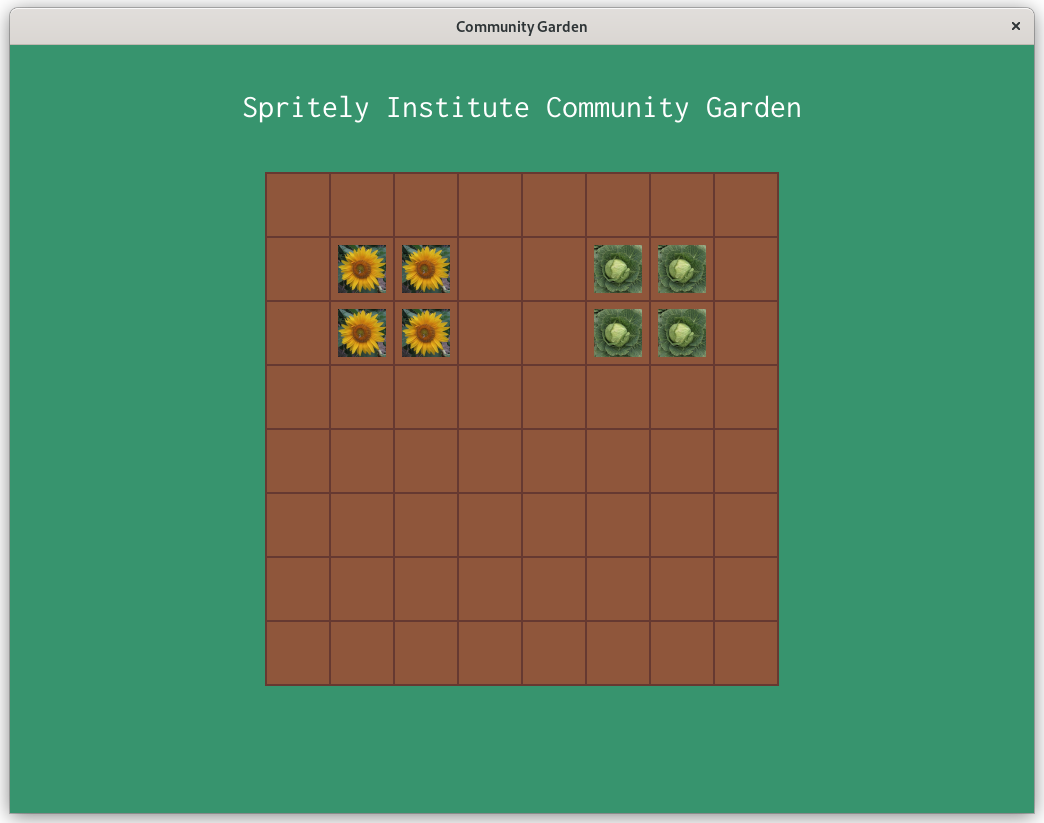 Garden bed displayed using 2D sprites