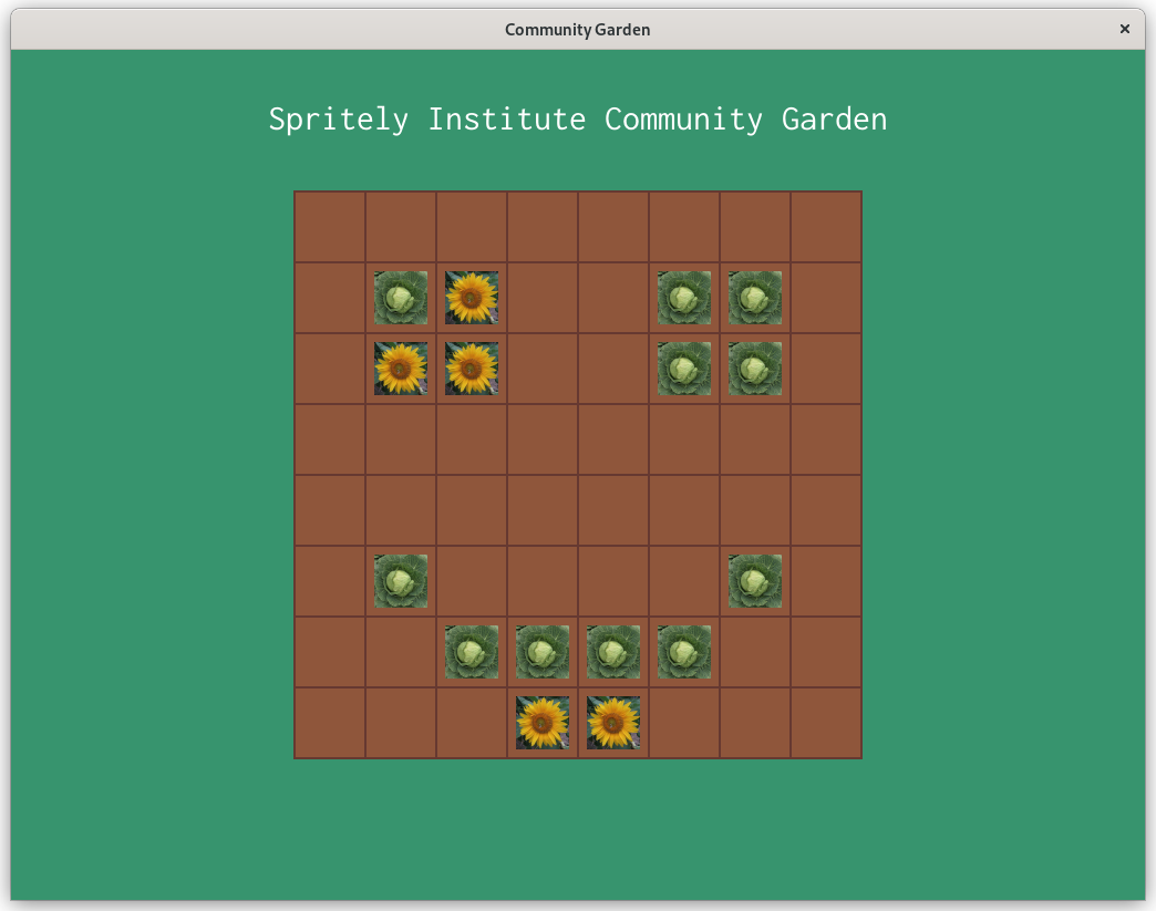 Garden bed displayed using 2D sprites