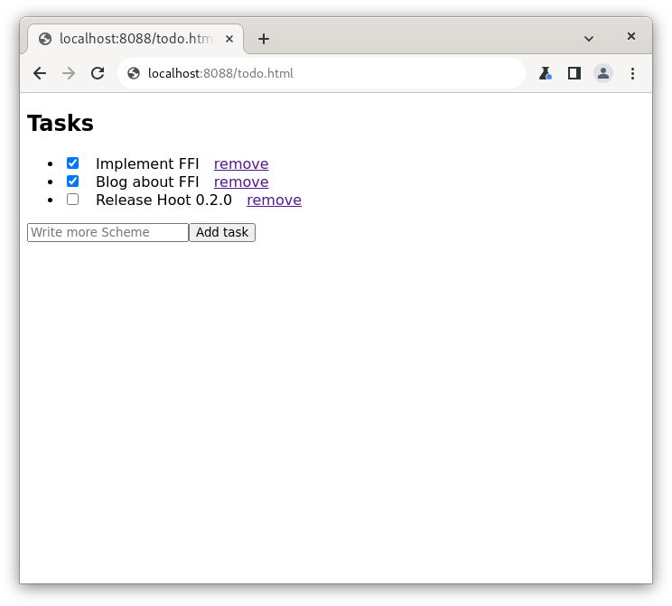 A to-do list application inside a web browser.