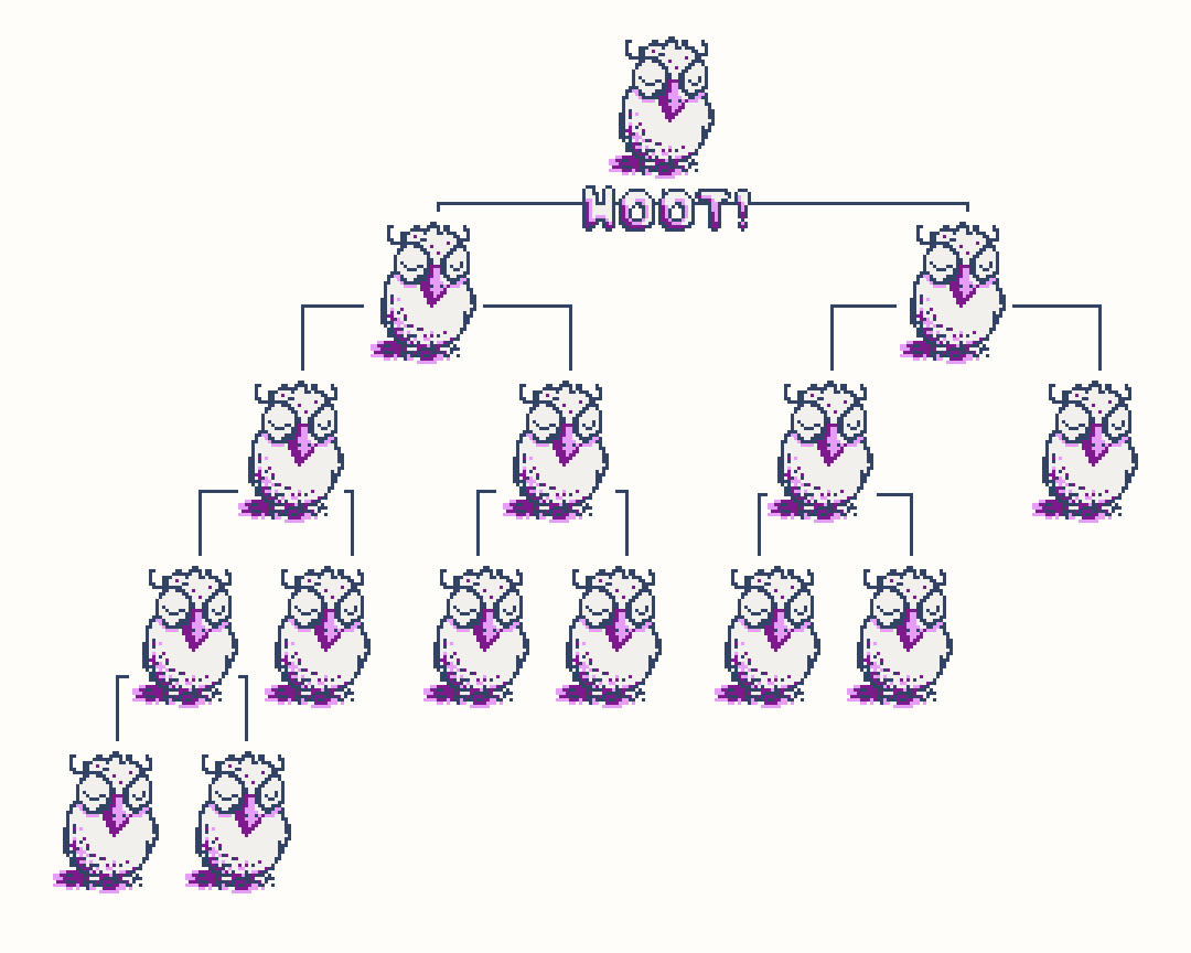 Hoot logo in recursive fib style